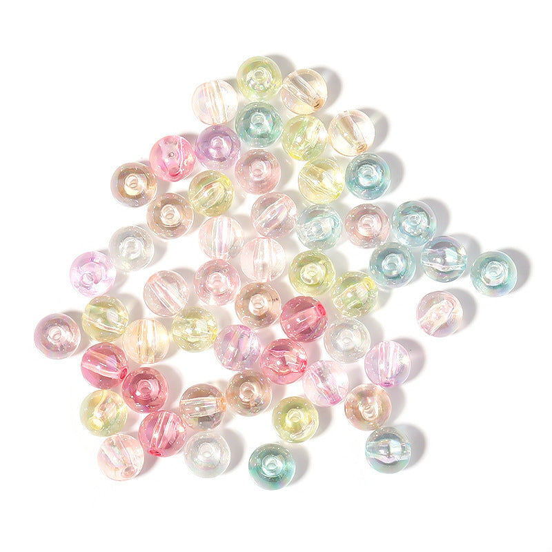 Transparent Round Acrylic Beads 6-10mm Jelly Colored Plating 100pcs 5