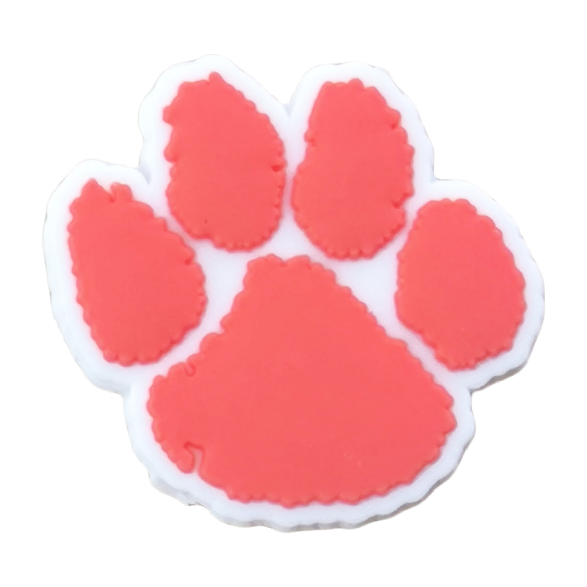 Silicone Focal Beads Clemson Tigers Paw Print Red Outline 20pcs 2