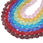 Frosted Irregular Cut Flat Stone Glass Beads 12x15mm Multicolor 10pcs