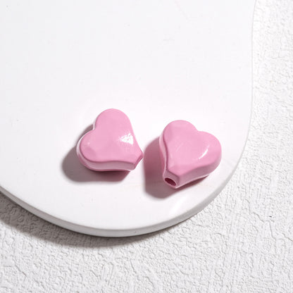 Irregular Faceted Heart Acrylic Beads 12mm Vibrant Colors 50pcs 13
