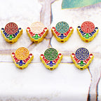 Cloisonne Metal Beads 12mm Good Fortune Pattern Enamel 10pcs