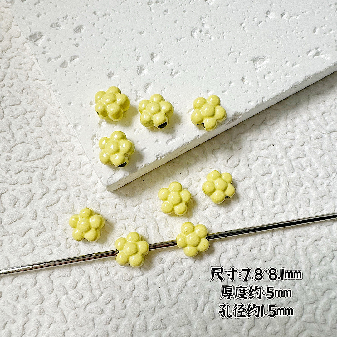 Heart Circle Floral Metal Beads Painted Solid Color Bulk 20pcs 36
