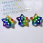 Dotted Rainbow Star Acrylic Beads 18mm Glossy Texture 10pcs 7