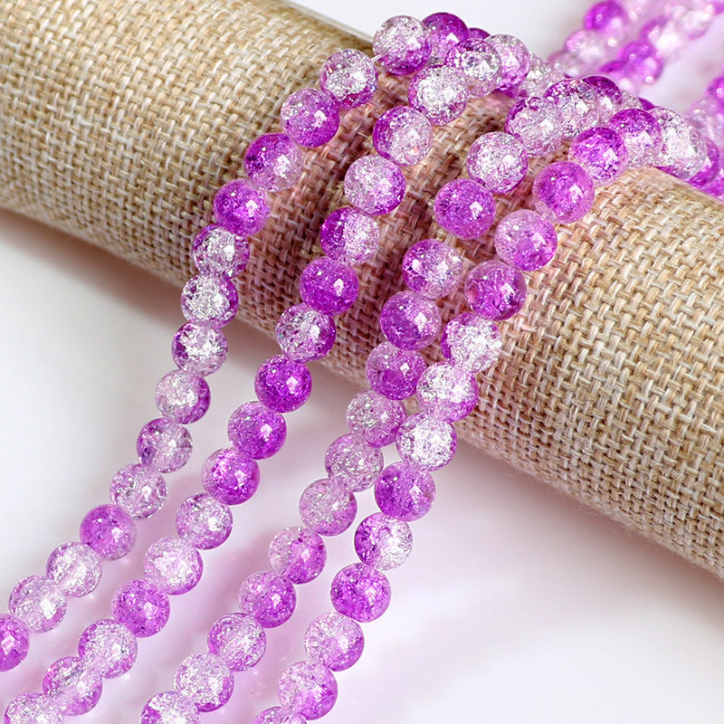 Crackle Round Glass Beads 10mm Vibrant Fractured Texture 2Strands 7