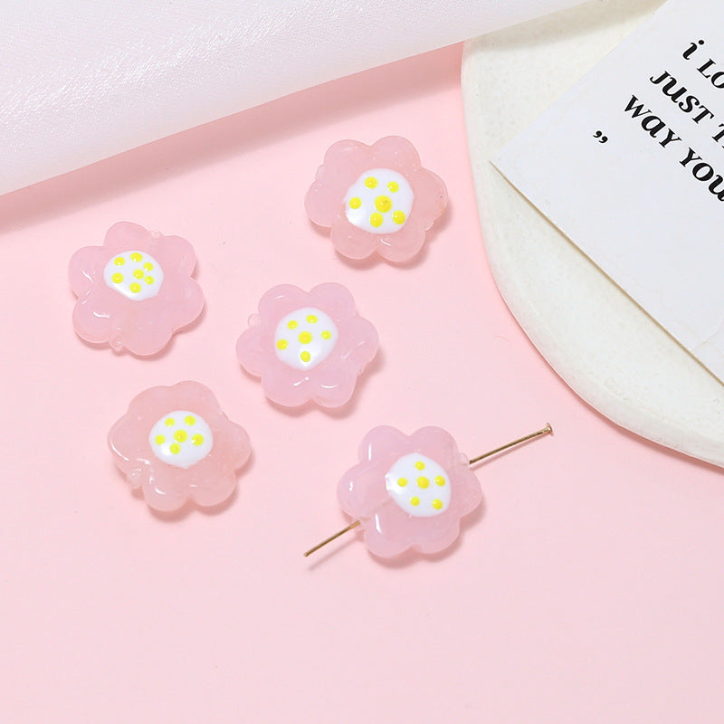 Lampwork Glass Beads Flower 19mm Hand Painted Six-Petal 10pcs 6