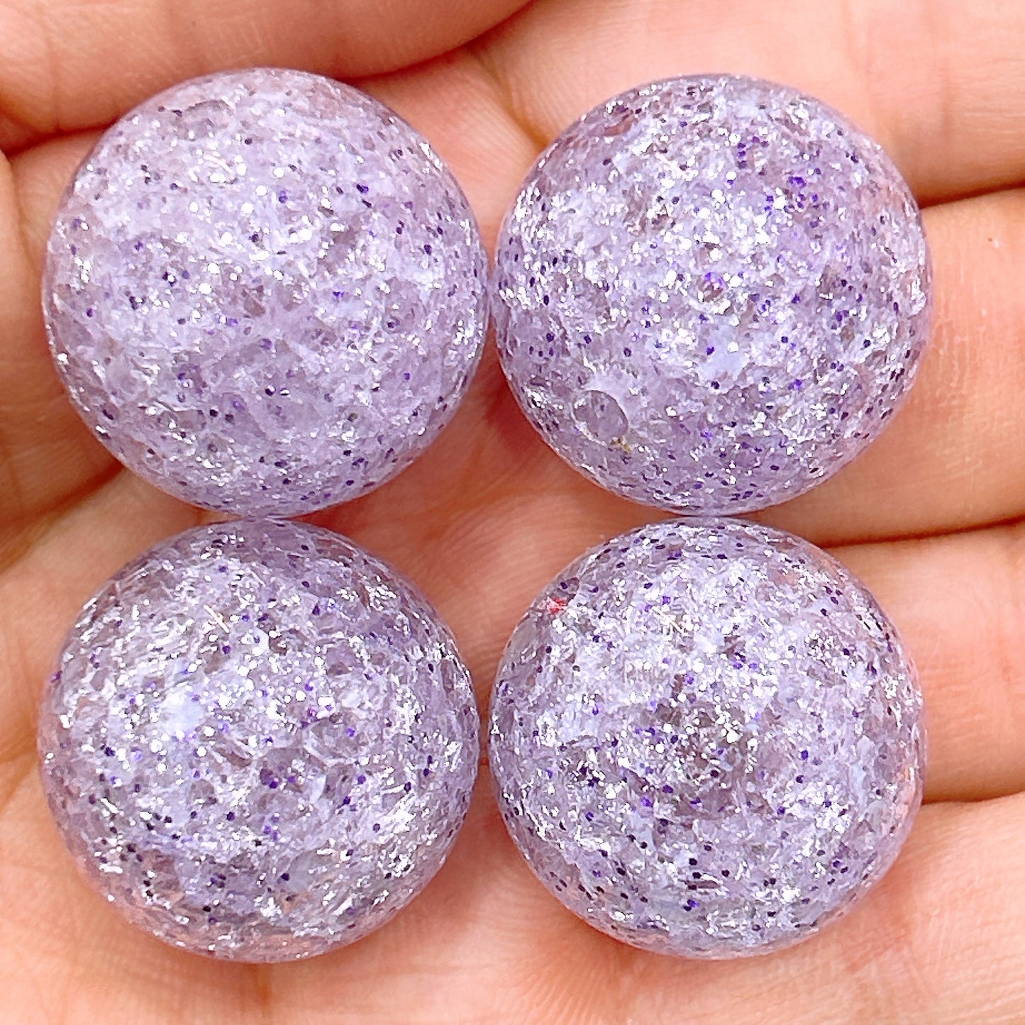 Glitter Bubblegum Beads 25mm Crackled Chunky Acrylic 50pcs 2