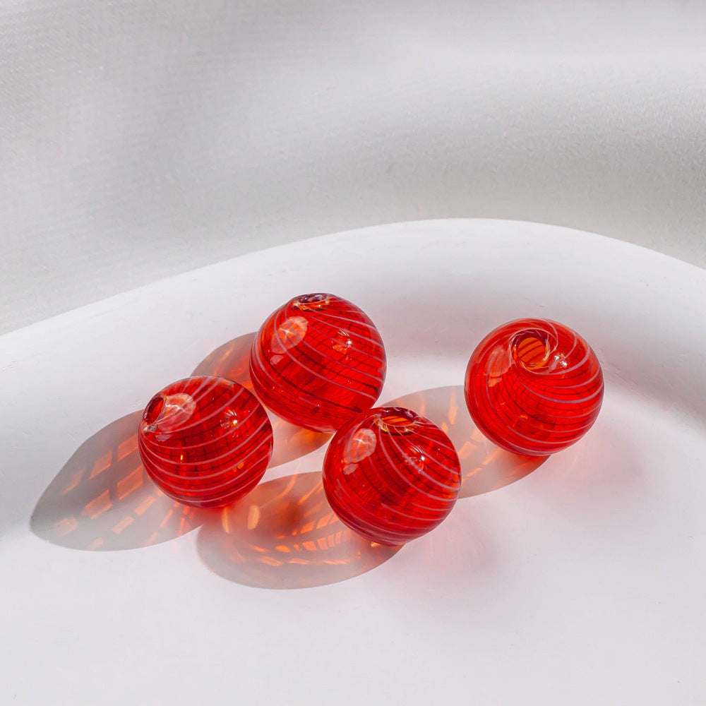 Swirl Pattern Blown Glass Beads 10-16mm Colorful Translucent 4pcs 6
