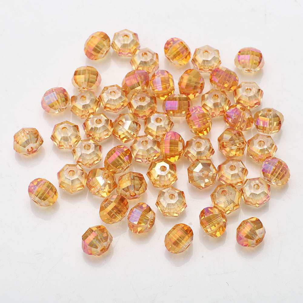 Faceted Glass Beads 8mm Watermelon Electroplated Iridescent 30pcs 16