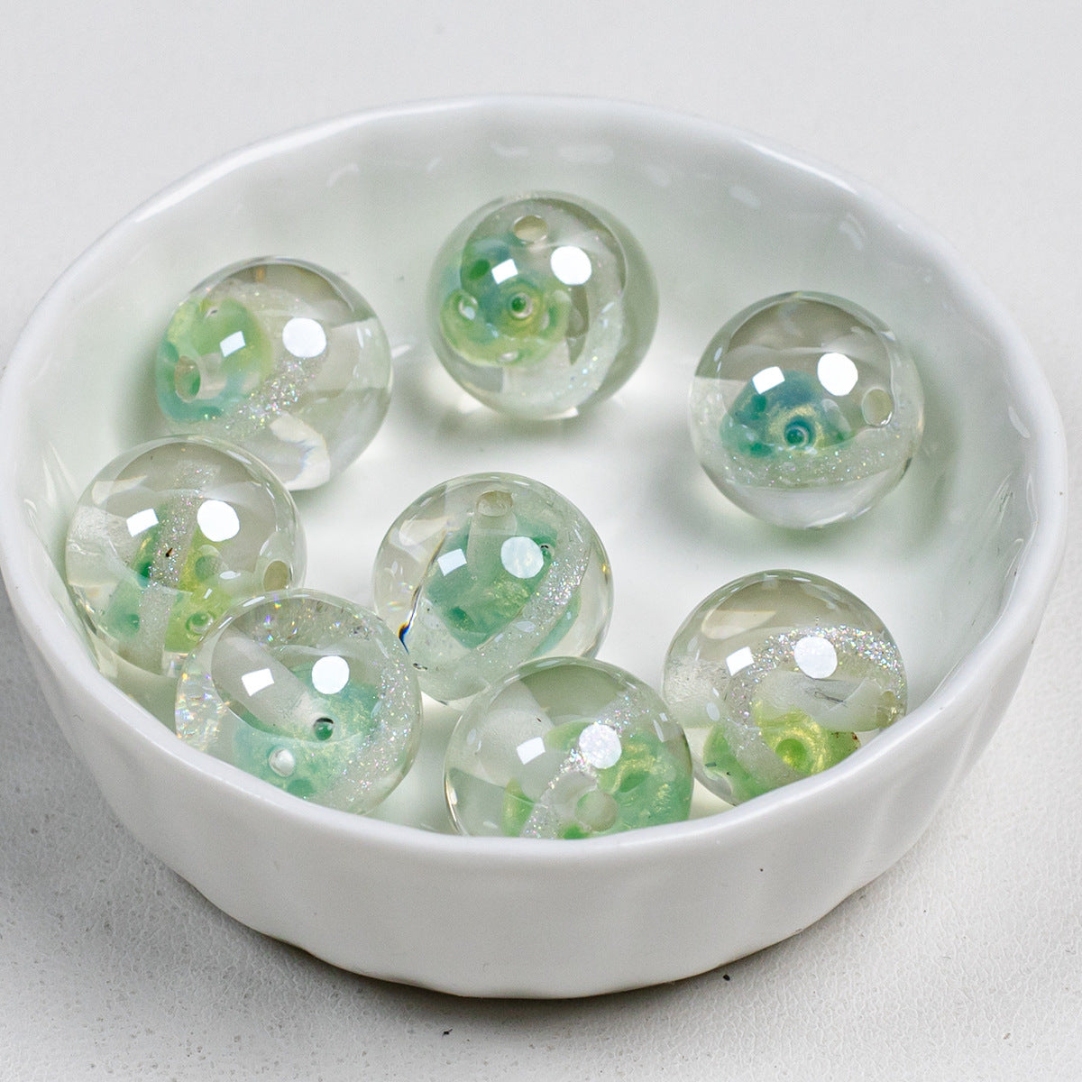 Clear Planet Halo Round Resin Beads 16mm Multicolor 10pcs 15