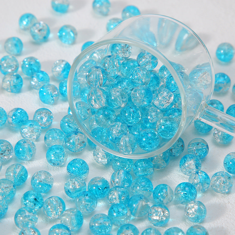 Crackle Round Glass Beads 10mm Gradient Color Smooth Surface 60pcs 7