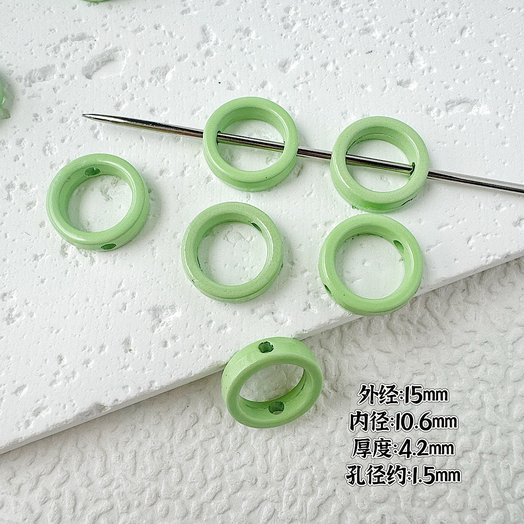 Heart Circle Floral Metal Beads Painted Solid Color Bulk 20pcs 10