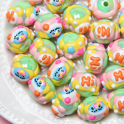 Hand Painted Star Acrylic Beads 16mm Pastel Colors 10pcs 16