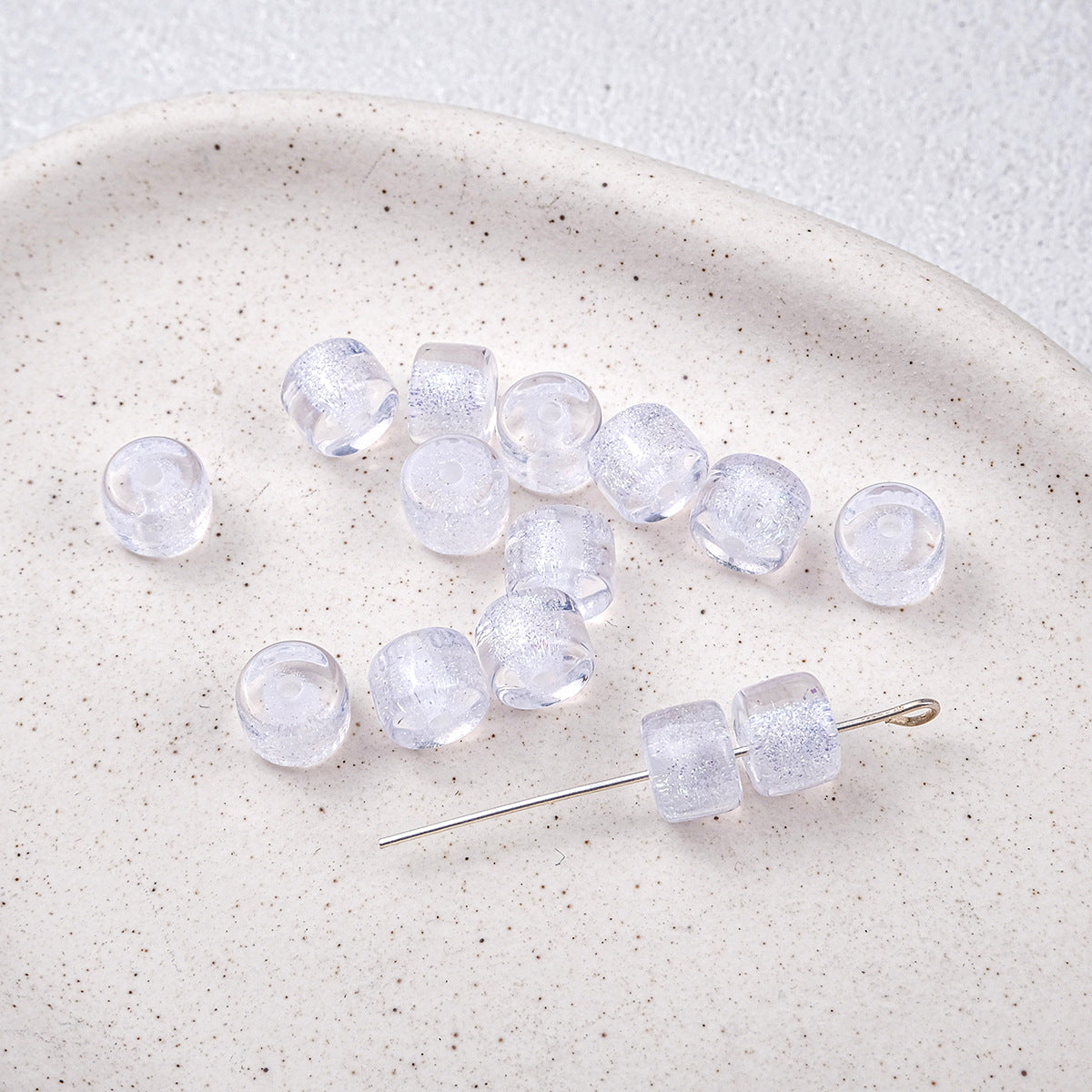 Clear Glitter Resin Barrel Beads 6 8mm Mixed Colors 50pcs 5