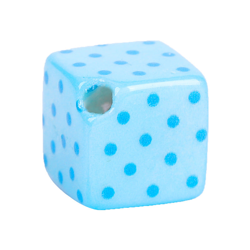 Candy Color Polka Dotted Square Acrylic Beads 14mm Diagonal Hole 10pcs 5