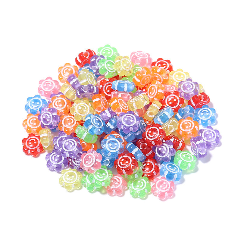 Colored Transparent Sunflower Acrylic Beads 10x4.5mm Glossy 200pcs 6