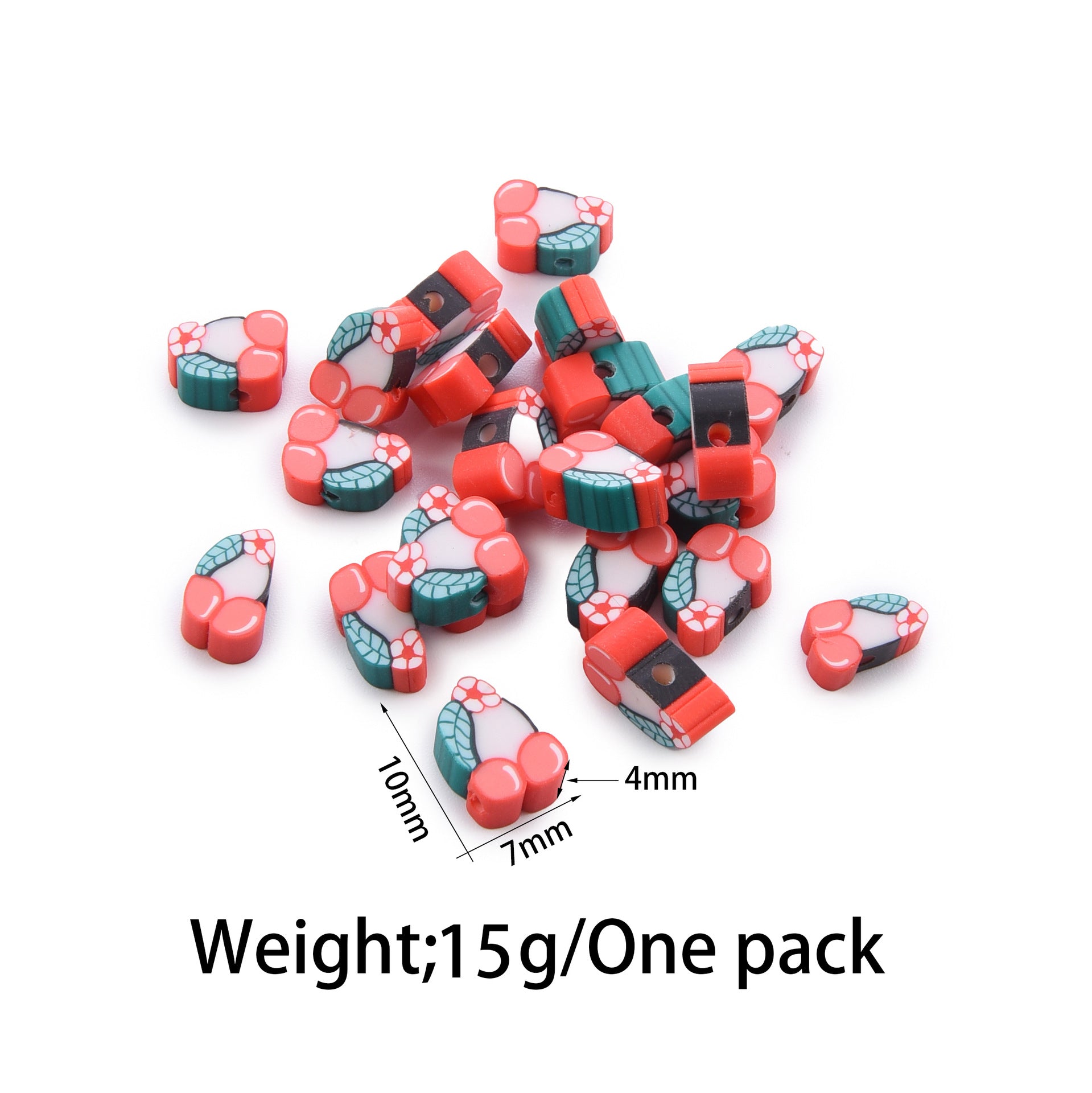 Flat Clay Beads Fruit and Christmas Tree Pattern Polymer 50pcs 23