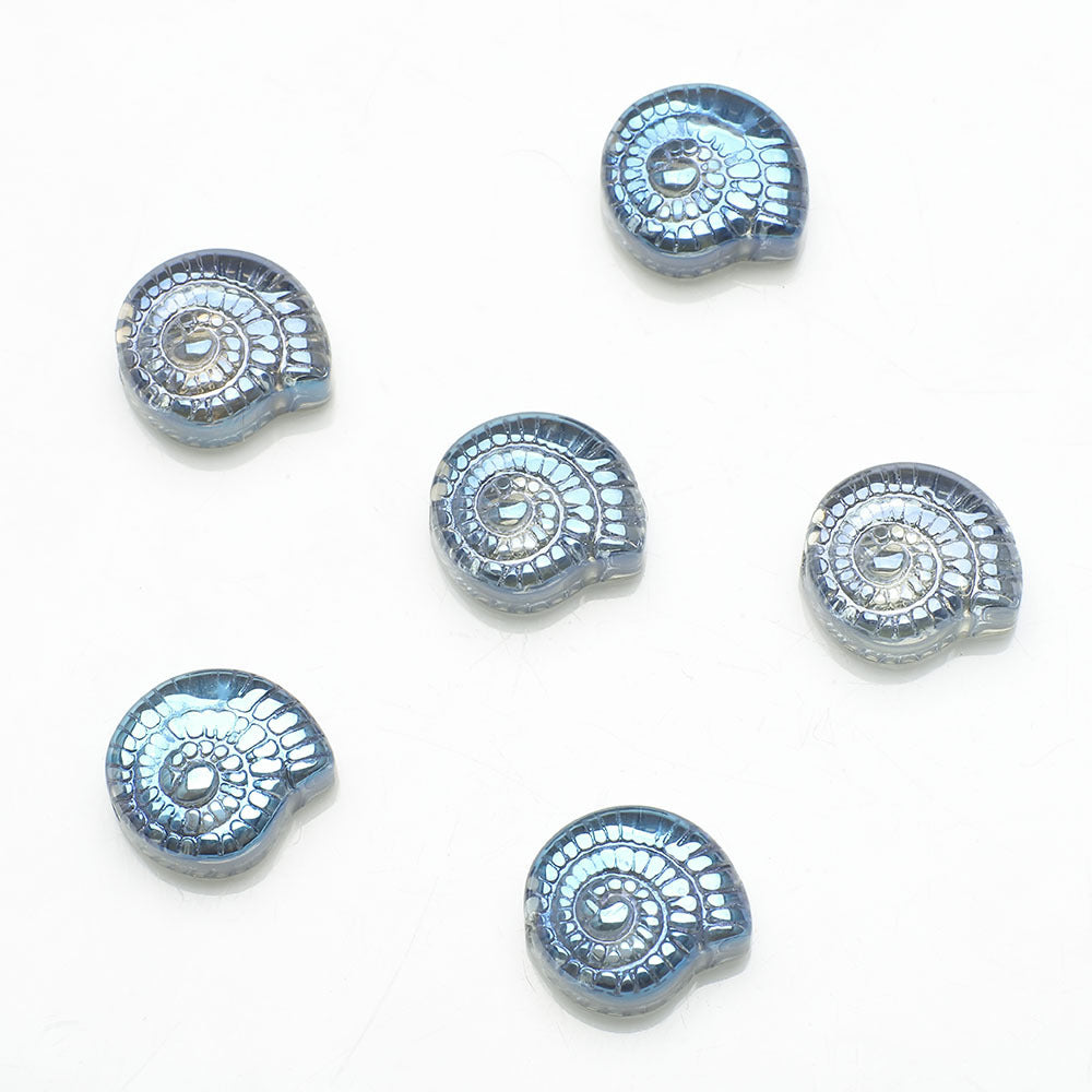 Electroplated Flat Spiral Shell Glass Beads 12mm Iridescent 30pcs 16