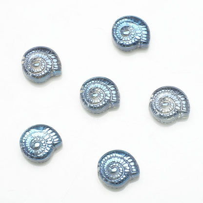 Electroplated Flat Spiral Shell Glass Beads 12mm Iridescent 30pcs 16
