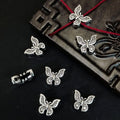 Butterfly Metal Beads 12mm Symmetrical Antique Silver Tone 100pcs 2