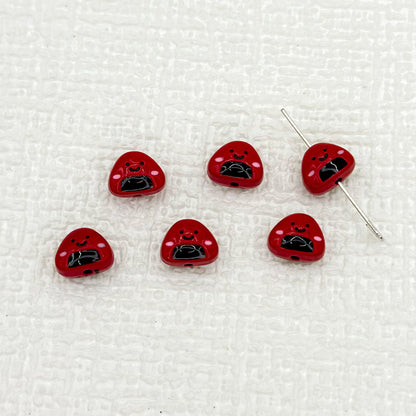 Japanese Rice Ball Metal Beads 8*10mm Enamel Painted Alloy 10pcs 14