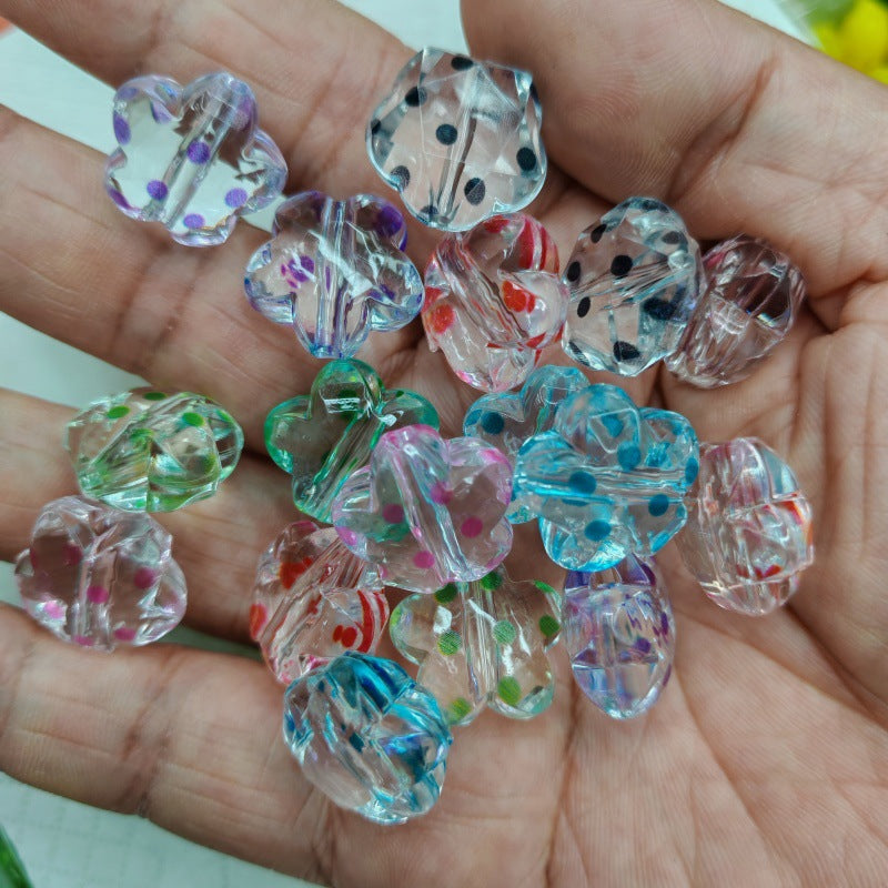 Clear Polka Dotted Star Acrylic Beads 17mm 100pcs