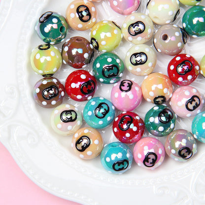 Hand Painted Cat Claw Strawberry Series Acrylic Beads 16mm 10pcs 24