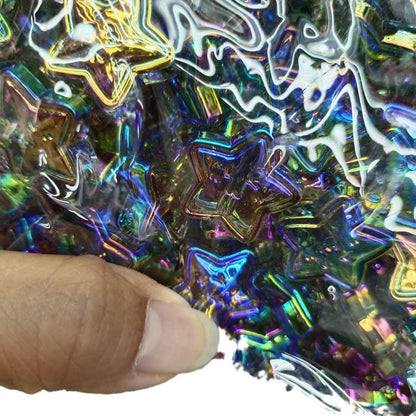Transparent Smiley Star Acrylic Beads 22mm UV Plating 100pcs 5