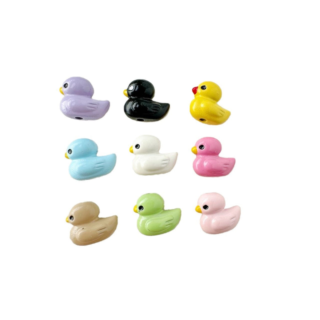 Duck Metal Beads 10mm 3D Baking Painted Alloy 10pcs 3