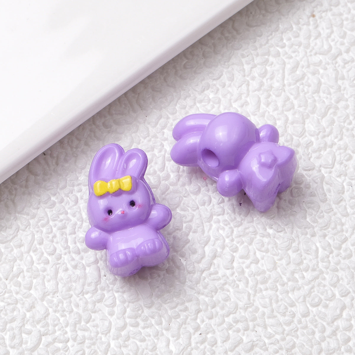 Printed Bunny Acrylic Beads 18mm Glossy Colors 50pcs 6