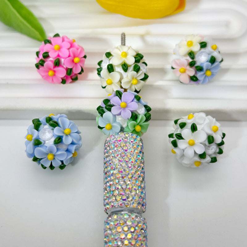 Flower Cluster Clay Beads 20mm Fresh Camellia Polymer 10pcs 4