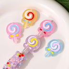 Glossy Lollipop Resin Beads 28mm Pastel Swirl Bow 10pcs 6