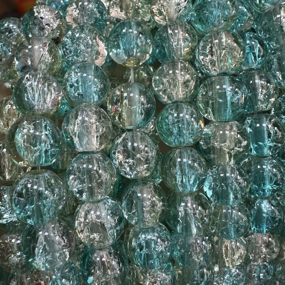 Crackle Glass Beads Round 8mm Dual Color Explosion 10 Strands 7