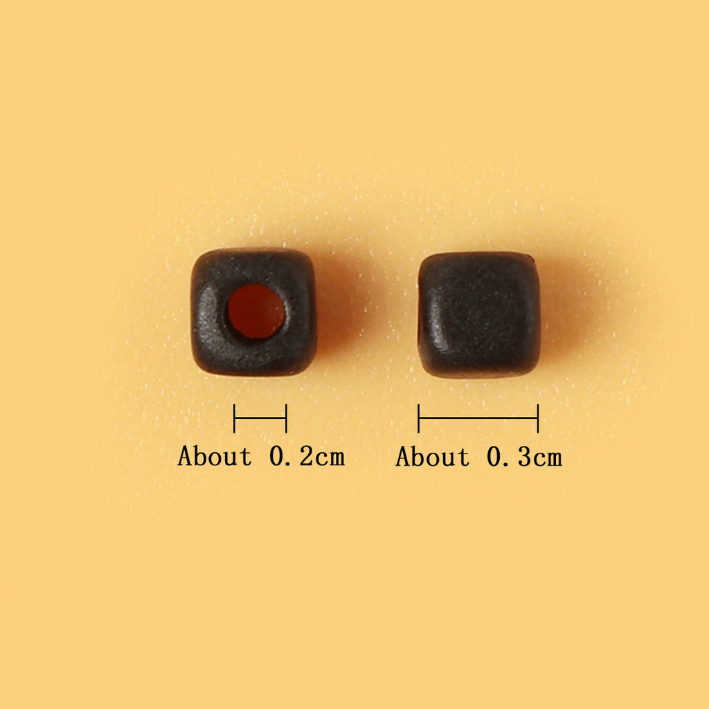 Square Acrylic Beads 3mm Black Matte CCB Plastic 200pcs 4