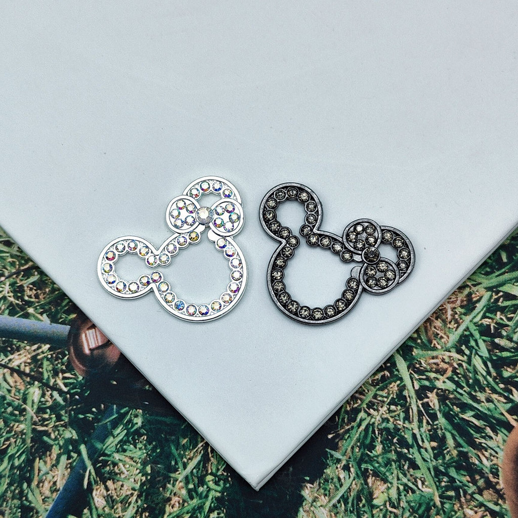 Cute Hollow Rhinestone Mickey Head Alloy Bead Frames 10pcs 3