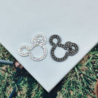 Cute Hollow Rhinestone Mickey Head Alloy Bead Frames 10pcs 3