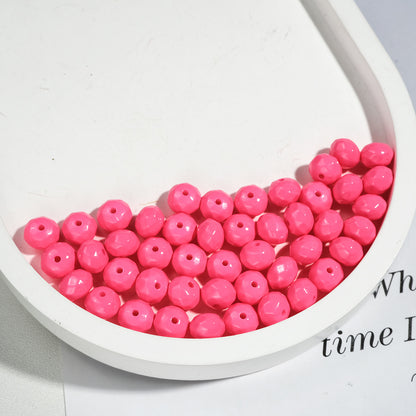 Acrylic Faceted Spacer Beads 8mm Baking Painted Solid Color 50pcs 8