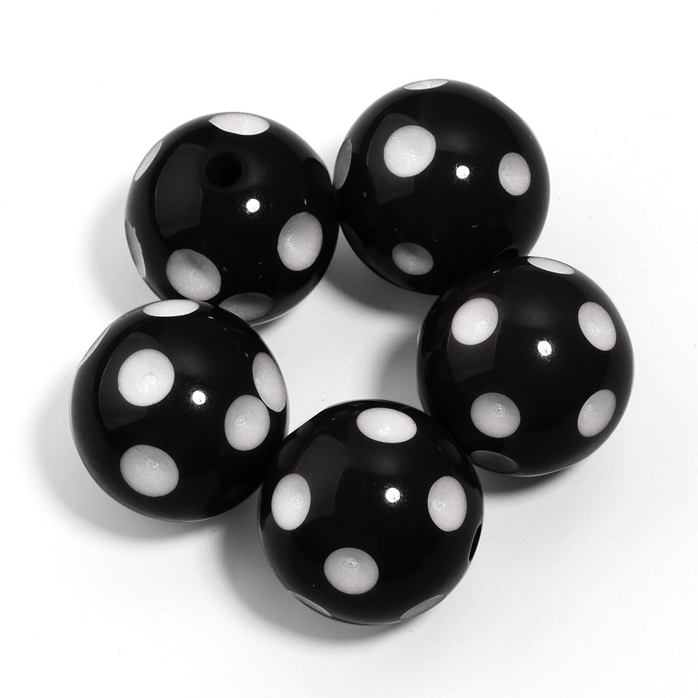 Polka Dot Bubblegum Beads 20mm Colorful Concave Resin Round 10pcs 6