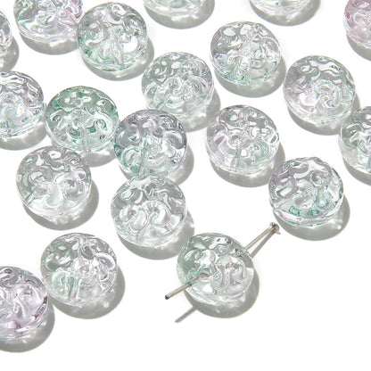 Transparent Floral Round Glass Beads 13mm Pastel Mixed 20pcs 9