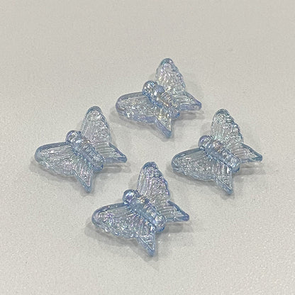 Transparent Butterfly Acrylic Beads 16mm UV Plating Summer 30pcs 8