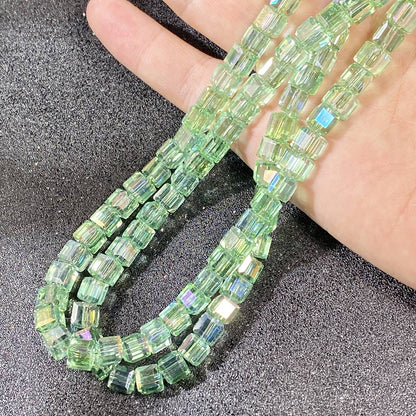 Square Transparent Glass Beads 8mm Clear Iridescent Shine 50pcs 7