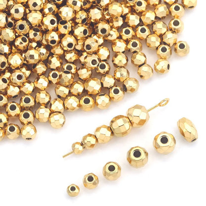 Stainless Steel Faceted Metal Beads 3-6.5mm Mixed Gold and Steel 10pcs