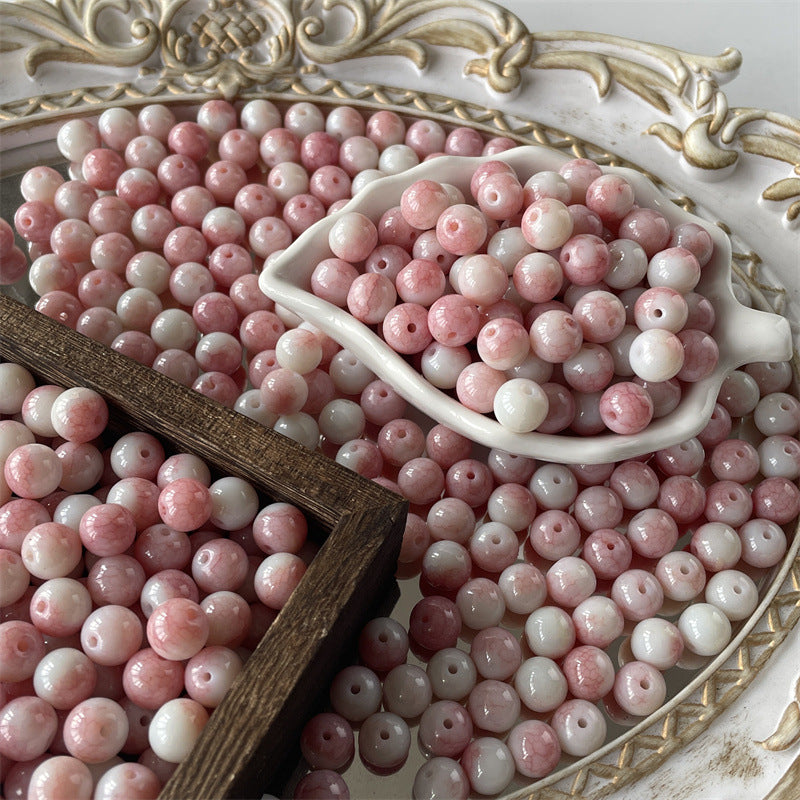 Crackle Round Glass Beads 10mm Imitation Porcelain Pastel Colors 120pcs 15