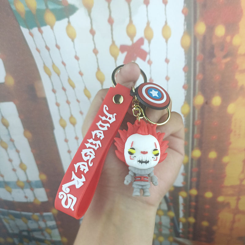 Soft Rubber Halloween Clown Keychain with Orange Hair and Yellow Eyes 4