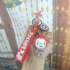 Soft Rubber Halloween Clown Keychain with Orange Hair and Yellow Eyes 4