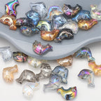 Plating 3D Dolphin Glass Beads 11x16mm Iridescent Colors 30pcs
