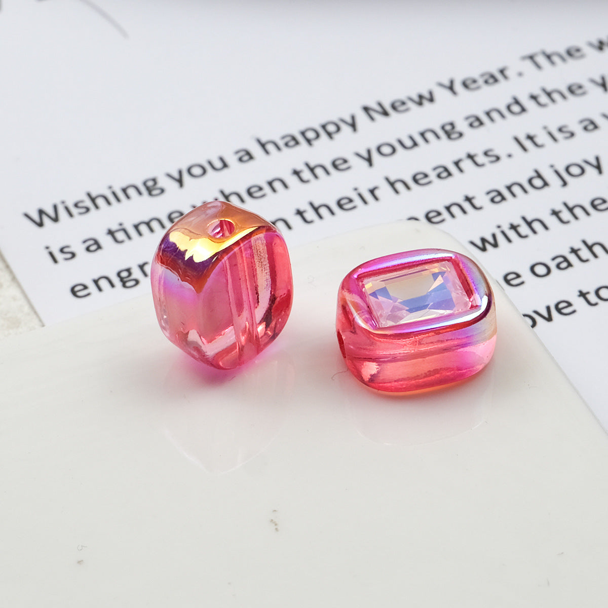 Transparent Square Acrylic Beads 14mm Imitation Zircon Sparkling 20pcs 9