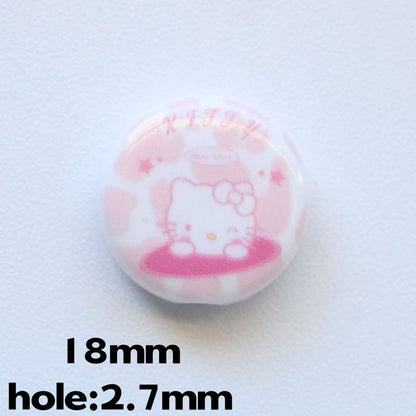 Disc Acrylic Beads 18mm Sanri Figures Pastel Mixed 20pcs 9
