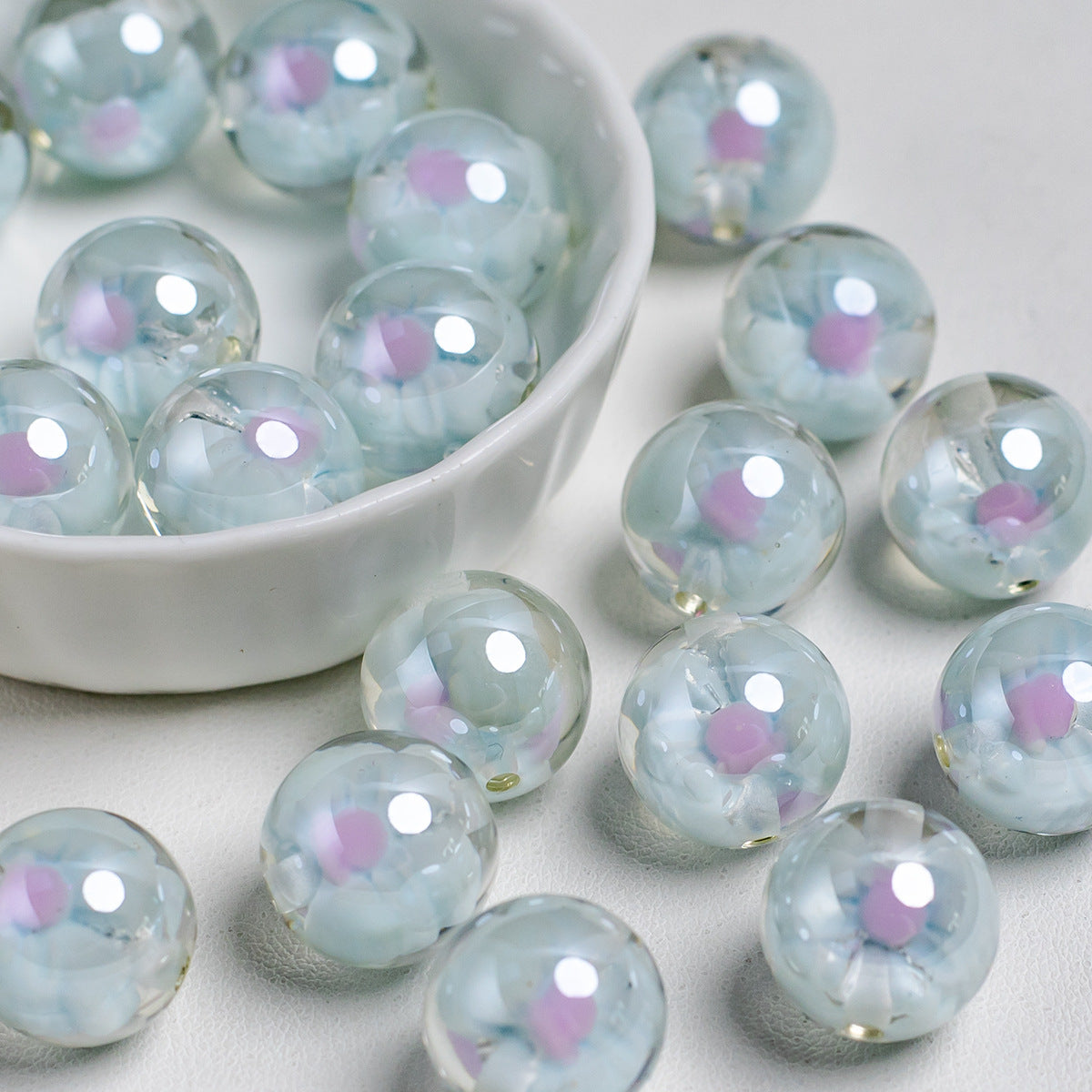 Sweet Bow Inside Resin Round Acrylic Beads 16mm 10pcs 8