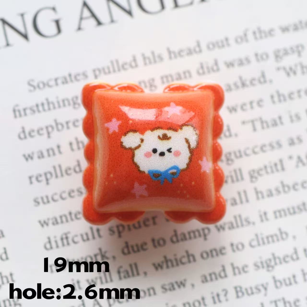 Cute Puppy Square Acrylic Beads 19mm Colorful Mixed 20pcs 7