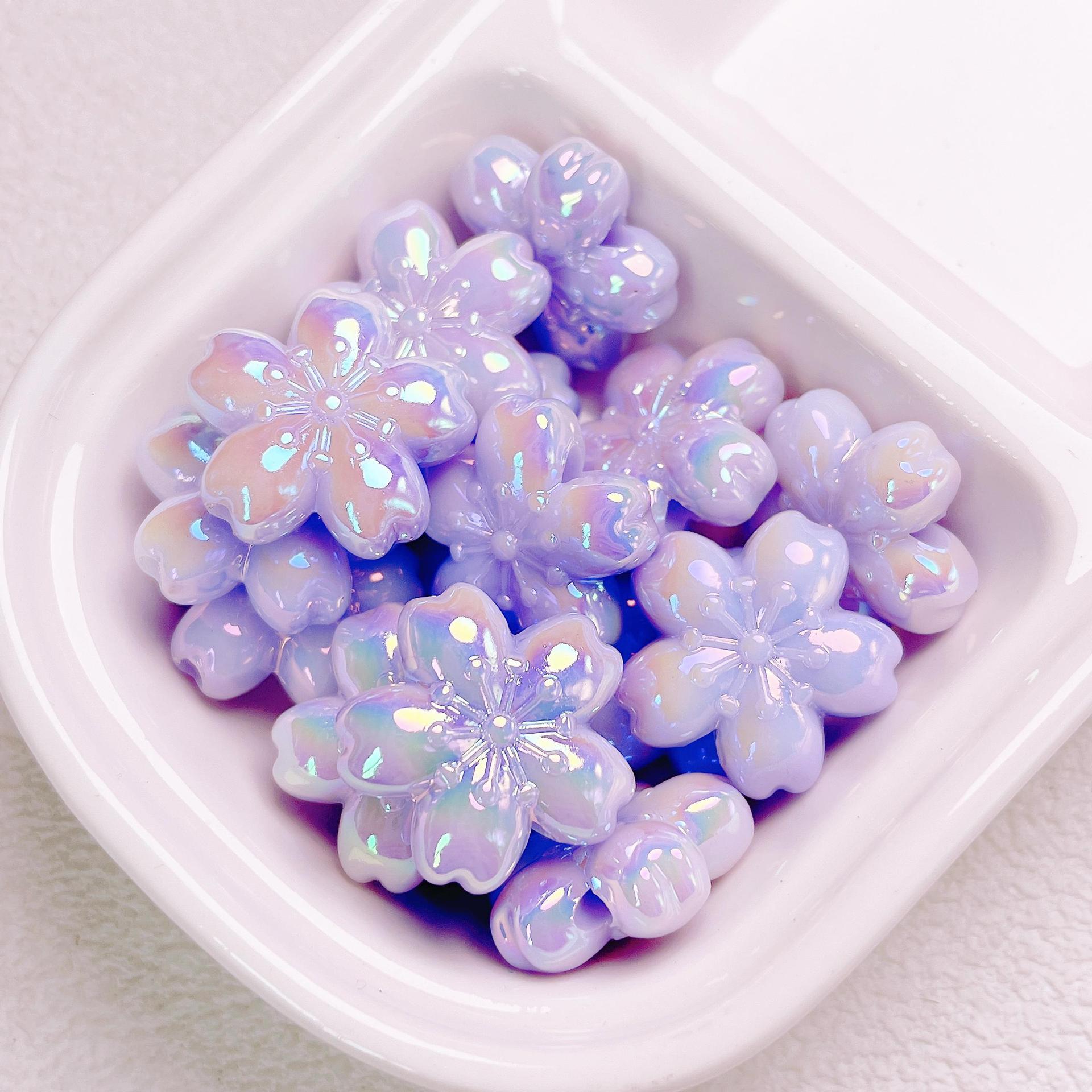 Glow Cherry Blossom Acrylic Beads 24mm Pastel Iridescent 10pcs 4